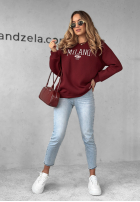 Hanorac oversize z napisem Milano Amore burgundowa