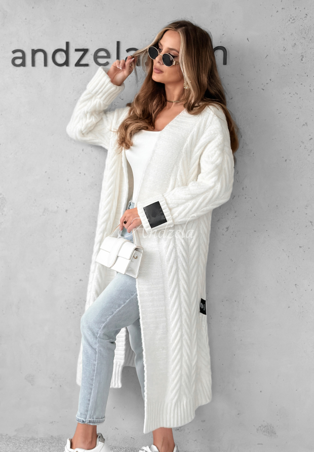 Cardigan lung &icirc;mpletit decorativ Raindrop Reverie