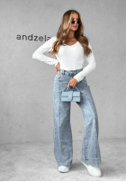 Pantaloni din denim wide leg Except Me albastre