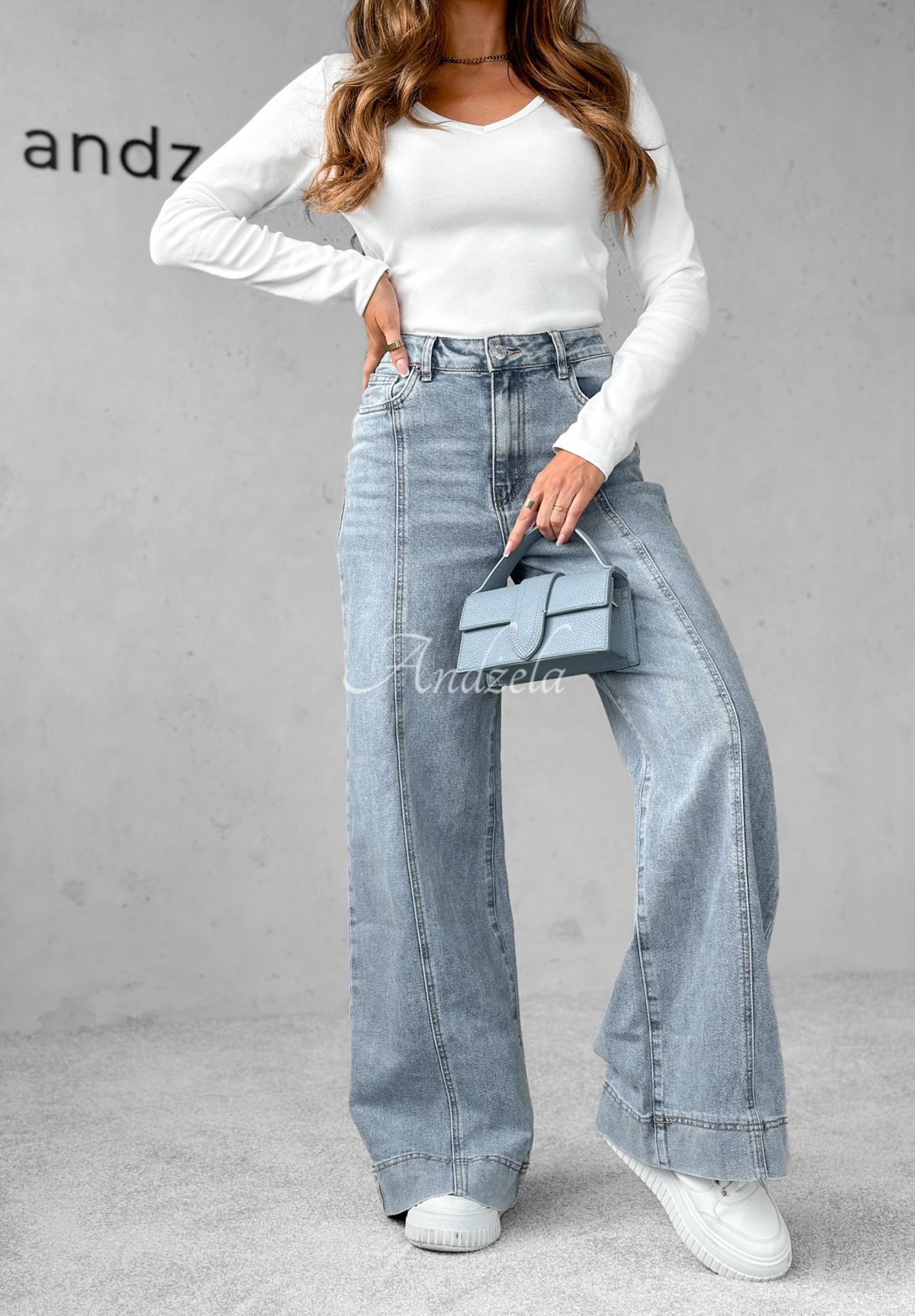 Blugi wide leg din denim Except Me