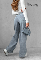 Pantaloni din denim wide leg Except Me albastre