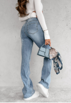 Pantaloni din denim dzwony Feeling Adorable albastre