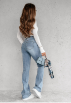 Pantaloni din denim dzwony Feeling Adorable albastre