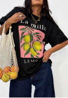 Tricou z nadrukiem La Milla Lemon negru