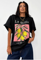 Tricou z nadrukiem La Milla Lemon negru