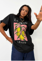 Tricou z nadrukiem La Milla Lemon negru