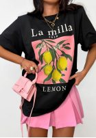 Tricou z nadrukiem La Milla Lemon negru