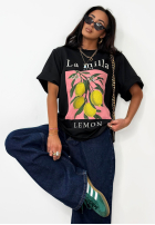 Tricou z nadrukiem La Milla Lemon negru