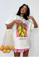 Tricou z nadrukiem La Milla Lemon Alb