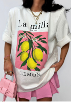 Tricou z nadrukiem La Milla Lemon Alb