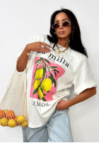 Tricou z nadrukiem La Milla Lemon Alb