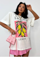 Tricou z nadrukiem La Milla Lemon Alb