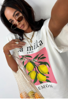 Tricou z nadrukiem La Milla Lemon Alb