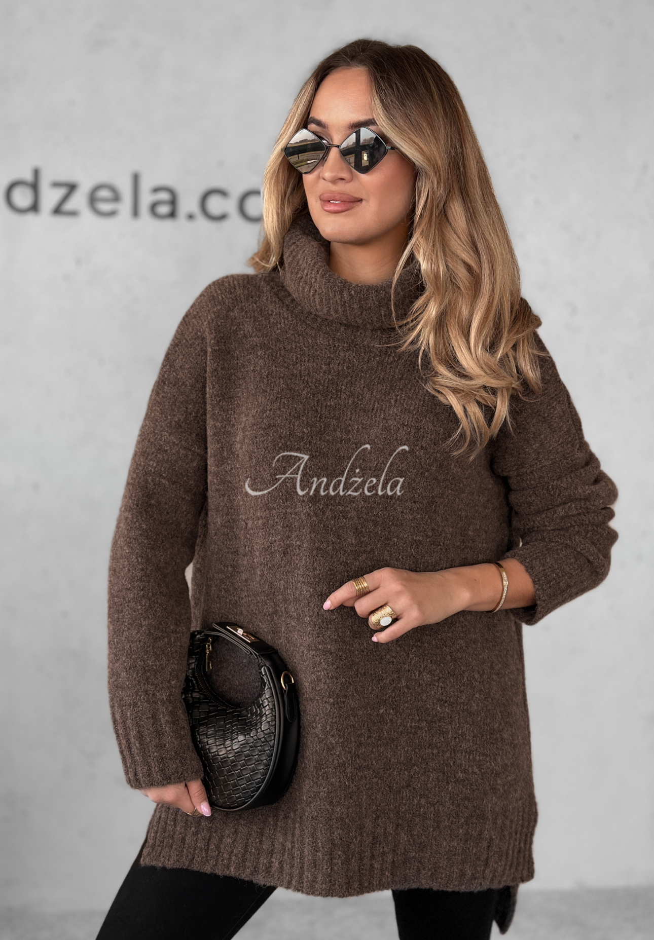 Pulover oversize cu guler rol Benin