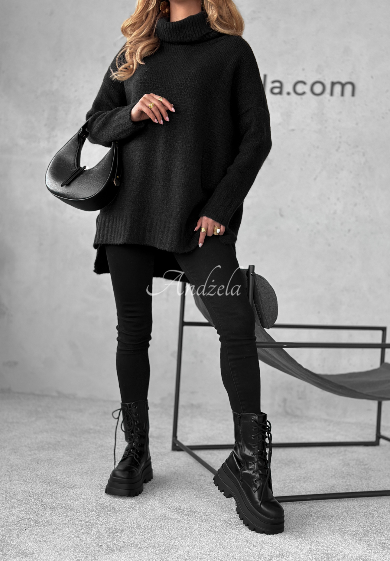 Pulover oversize cu guler rol Benin