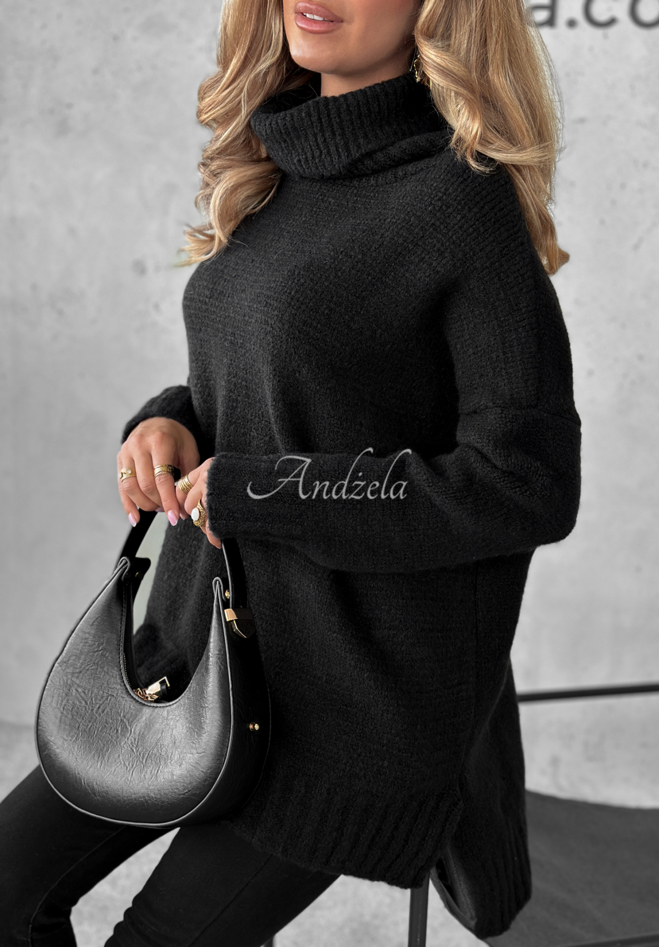 Pulover oversize cu guler rol Benin
