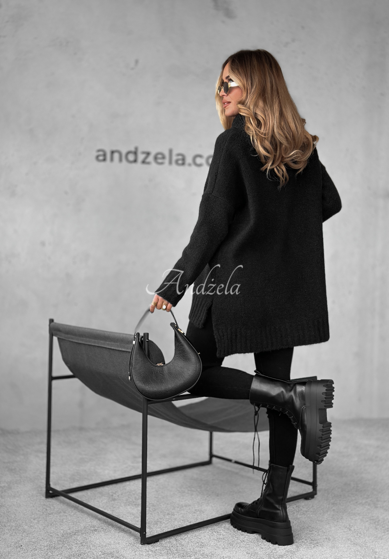 Pulover oversize cu guler rol Benin