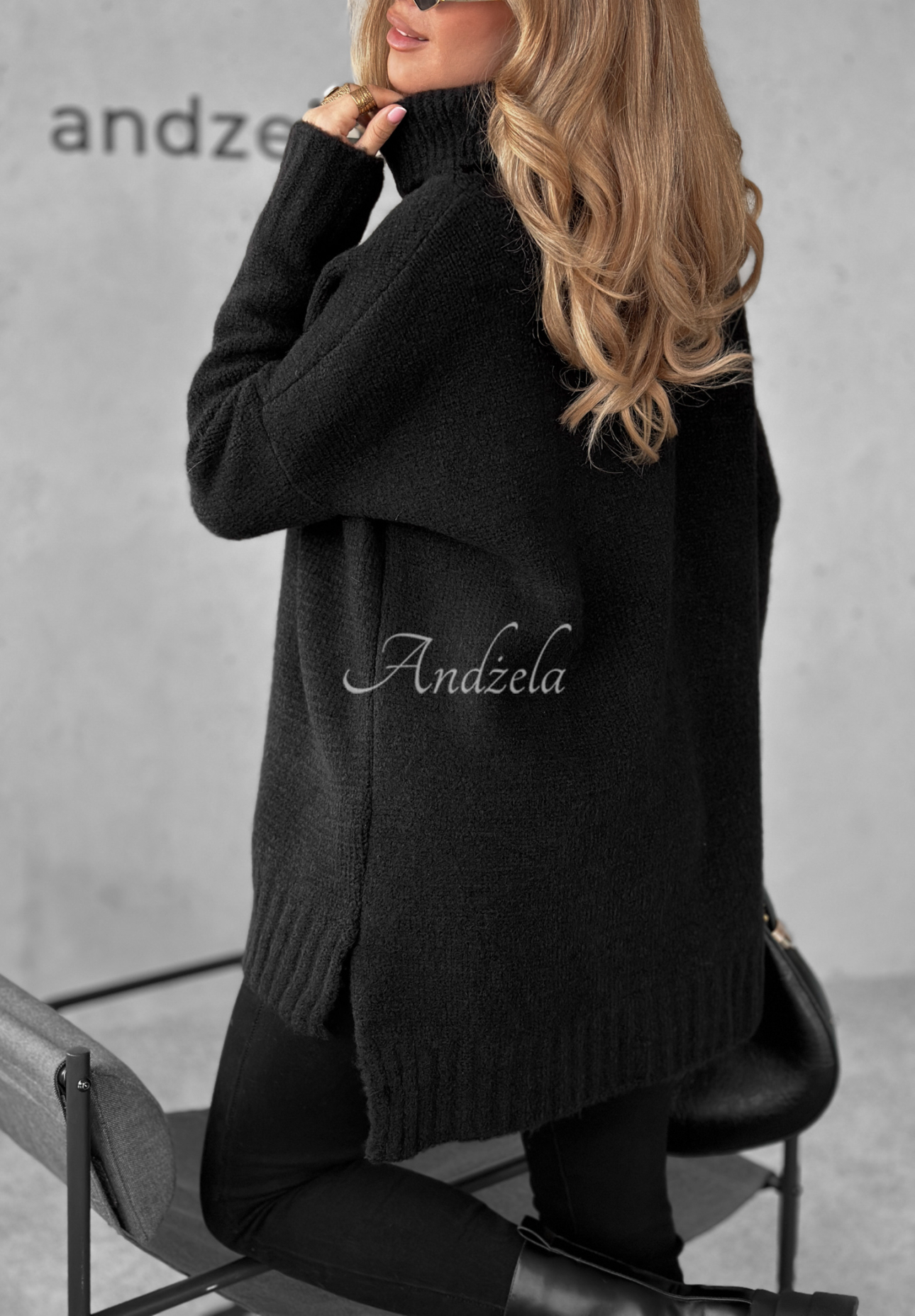 Pulover oversize cu guler rol Benin