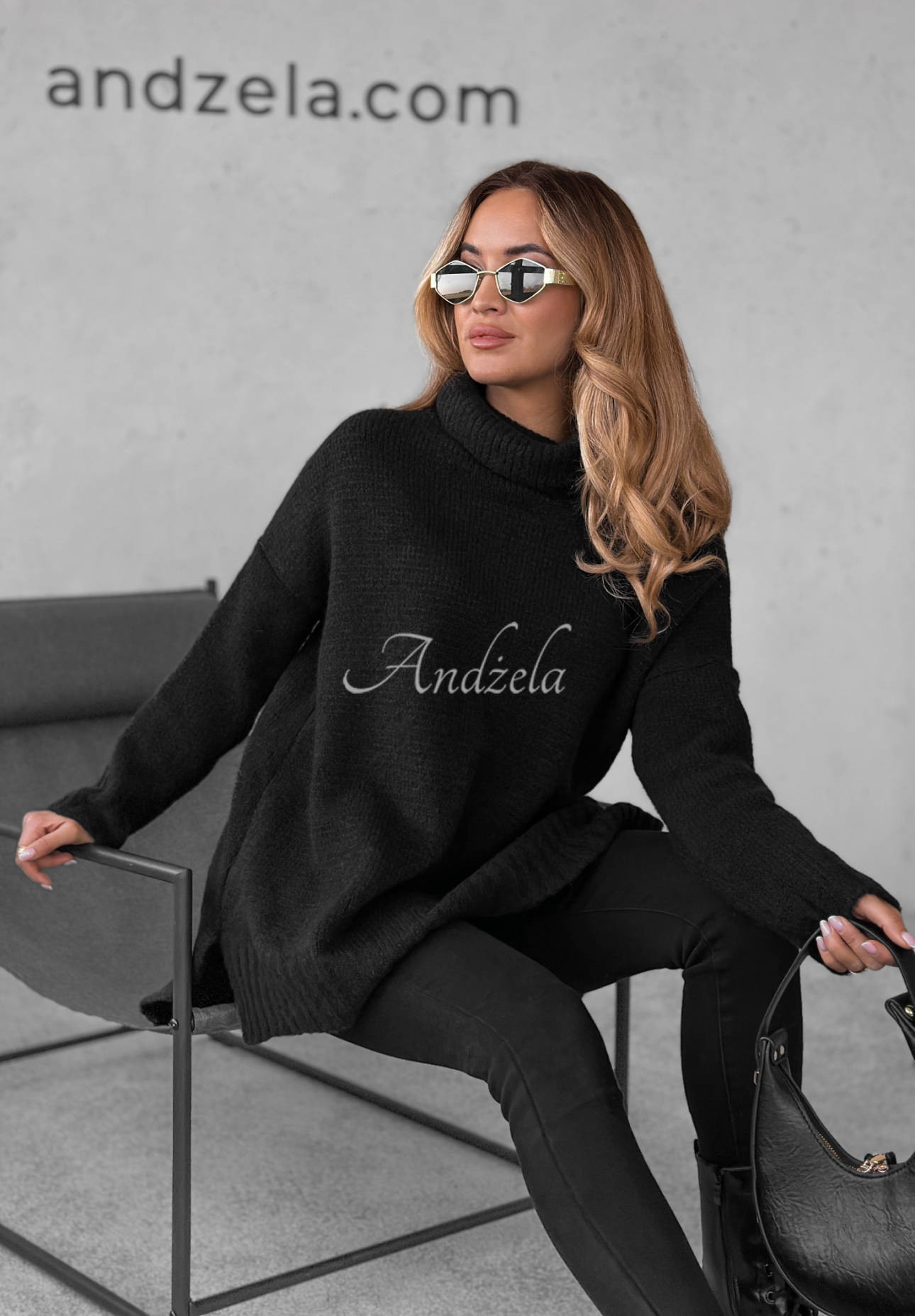 Pulover oversize cu guler rol Benin