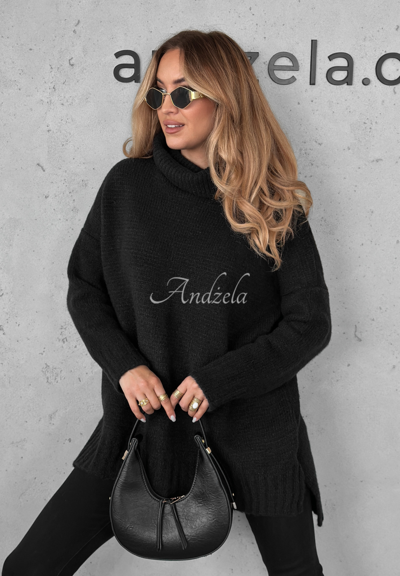 Pulover oversize cu guler rol Benin