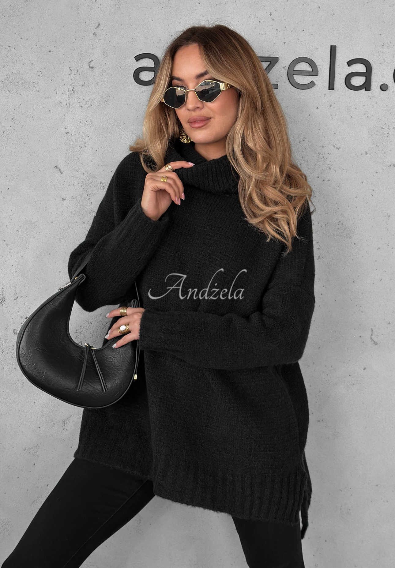 Pulover oversize cu guler rol Benin