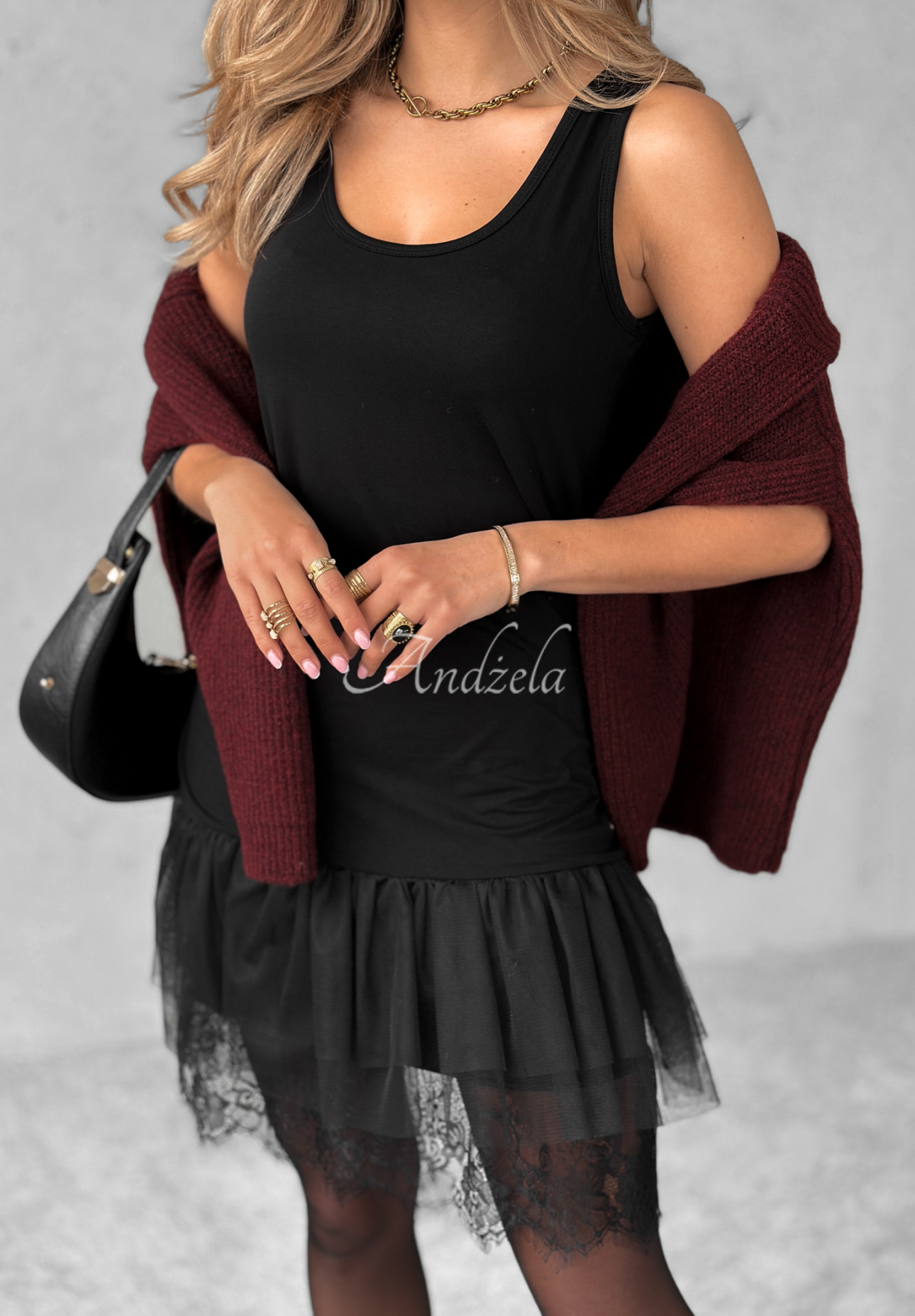 Rochie tip tunică cu tul Poppy