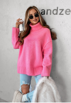 Pulover oversize z golfem Camille roz