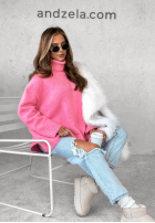 Pulover oversize z golfem Camille roz