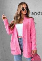 Krótki Cardigan oversize Cozy Drape roz