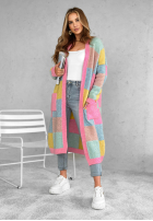 Długi Cardigan Cocomore Sunrise Sky różowo-albastru