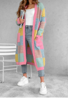 Długi Cardigan Cocomore Sunrise Sky różowo-albastru