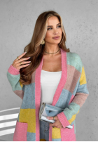 Długi Cardigan Cocomore Sunrise Sky różowo-albastru