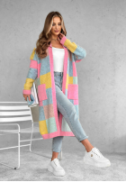 Długi Cardigan Cocomore Sunrise Sky różowo-albastru