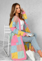 Długi Cardigan Cocomore Sunrise Sky różowo-albastru