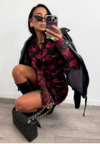 Kwiecista Rochie z siateczki La Milla Feel Myself negru-roz