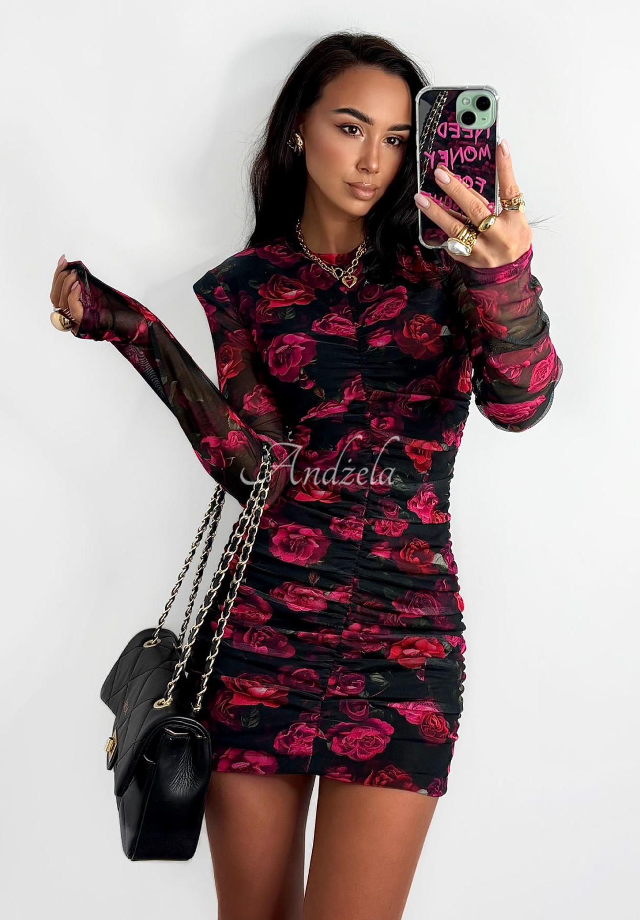 Rochie din plasă La Milla Feel Myself cu imprimeu floral