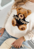 Pulover z misiem Love Teddy ecru