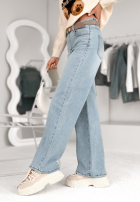 Pantaloni din denim straight I Met You albastru deschis