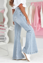 Pantaloni din denim dzwony A Long Time albastru deschis