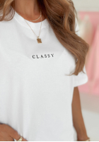 Tricou z napisem Classy Alb