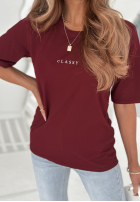 Tricou z napisem Classy burgundowy