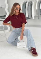 Tricou z napisem Classy burgundowy