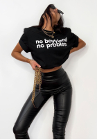 Tricou z nadrukiem La Milla No Boyfriend No Problem negru