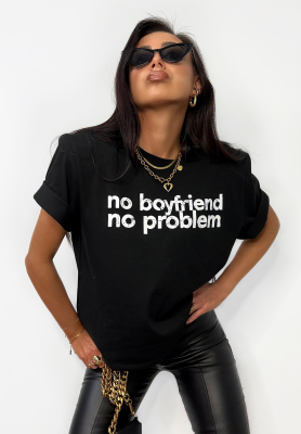 Tricou cu imprimeu La Milla No Boyfriend No Problem