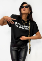 Tricou z nadrukiem La Milla No Boyfriend No Problem negru