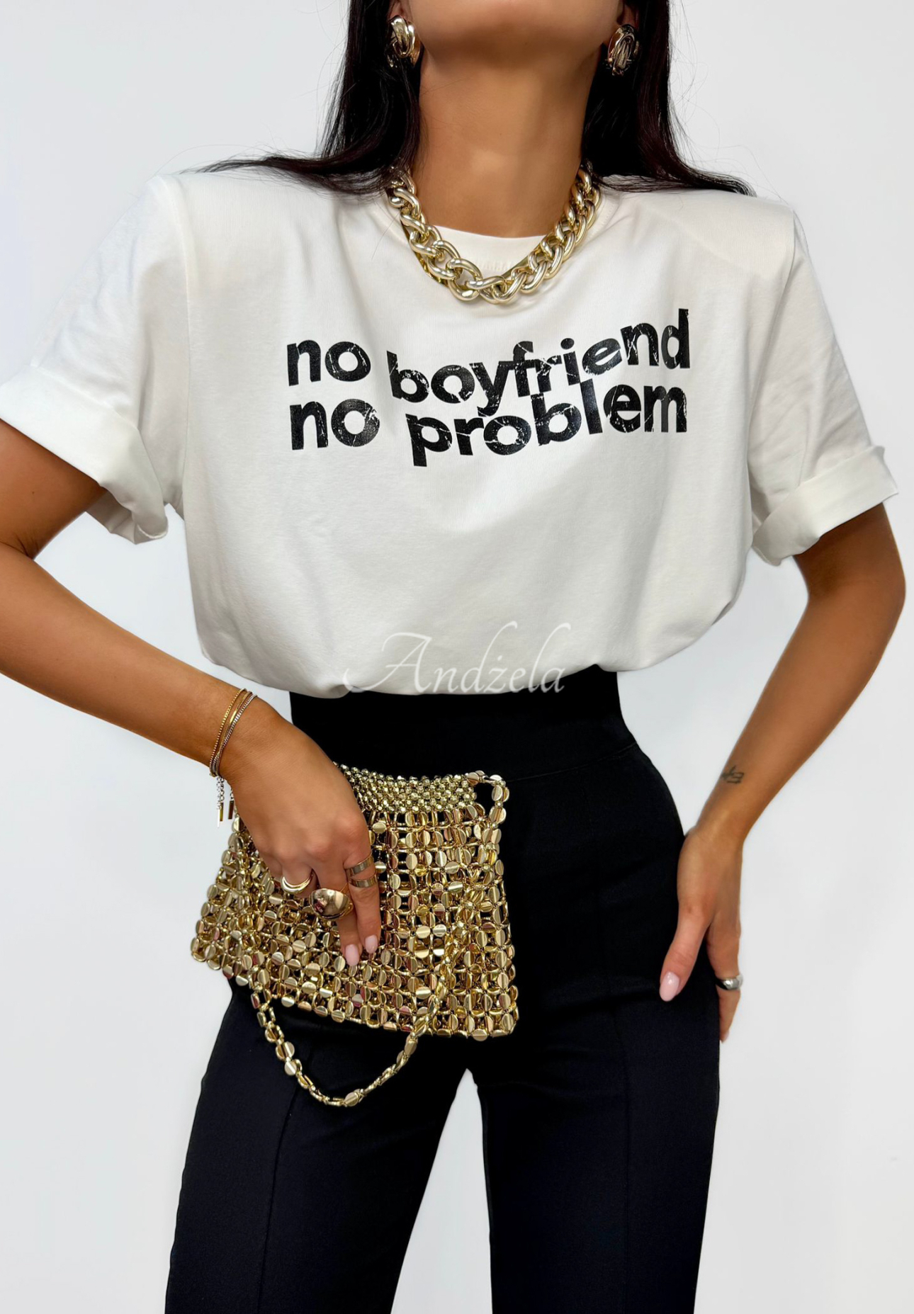 Tricou cu imprimeu La Milla No Boyfriend No Problem