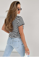 Tricou w paski Come My Way negru-Alb
