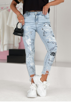 Pantaloni din denim z nadrukami Come Alive albastru deschis