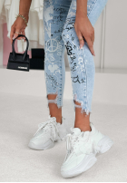 Pantaloni din denim z nadrukami Come Alive albastru deschis