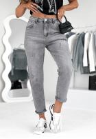 Pantaloni din denim z przetarciami Two Choices  gri